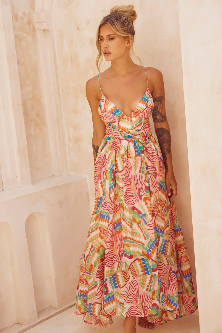 Everywhere Beyond Maxi Dress - Beige Multi for women