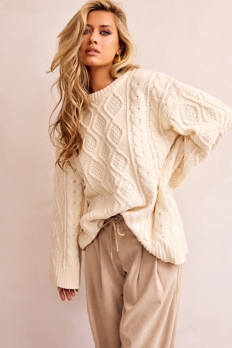 Falling Forward Knit Sweater - Cream for women
