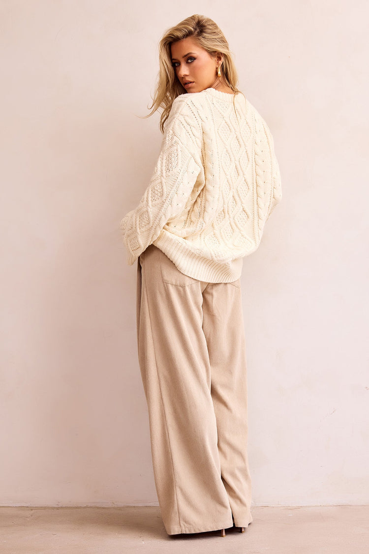 Falling Forward Knit Sweater - Cream for women