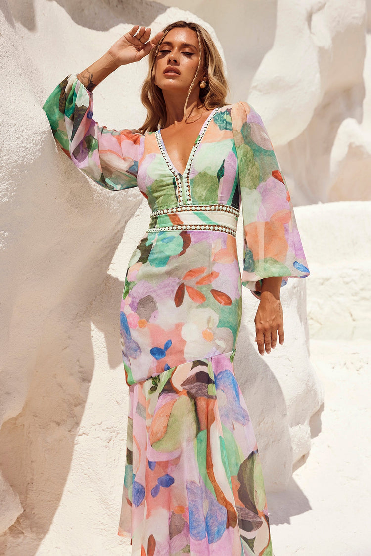 Fine Sweet Maxi Dress - Mint Multi for women