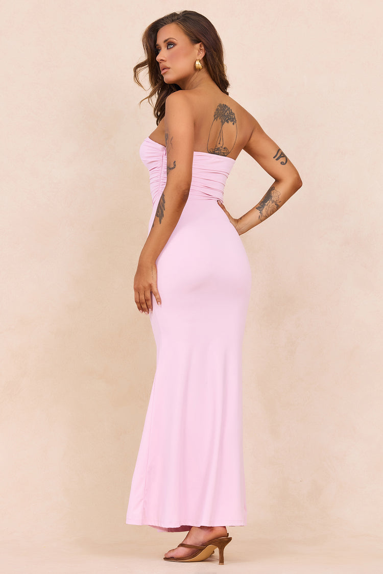 Flirty Whispers Slinky Jersey Maxi Dress - Blush for women