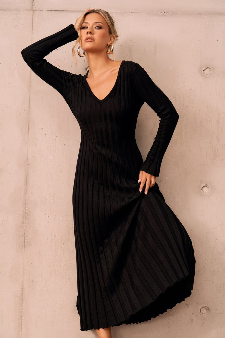Flutter By Me Knit Maxi Dress - Black for women