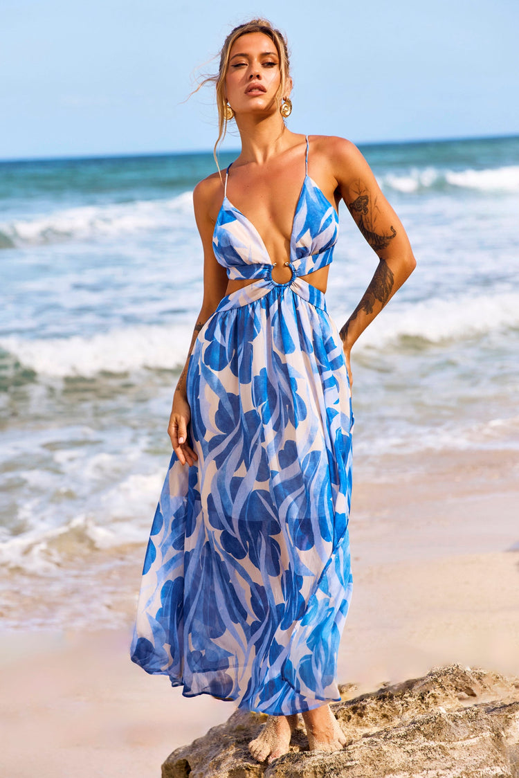 Forest Favors Maxi Dress - Navy for women