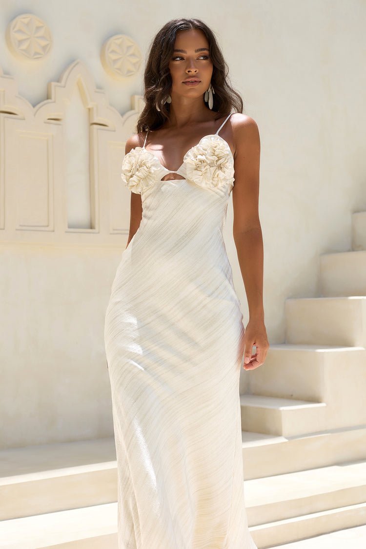 Found Myself Satin Maxi Dress - Cream for women
