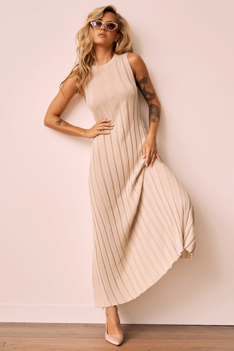 Francis Knit Maxi Dress - Beige for women