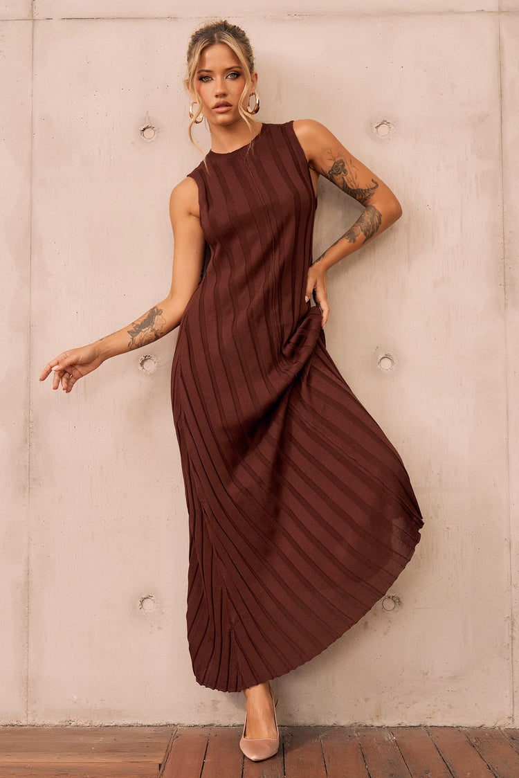 Francis Knit Maxi Dress - Chocolate for women