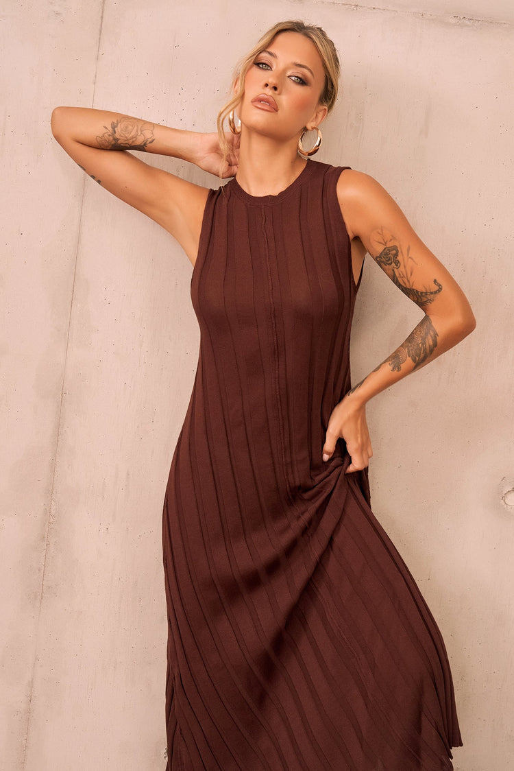 Francis Knit Maxi Dress - Chocolate for women