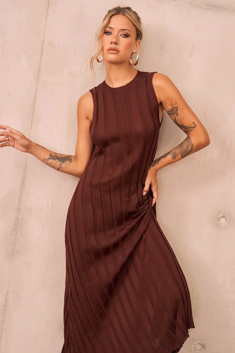 Francis Knit Maxi Dress - Chocolate for women