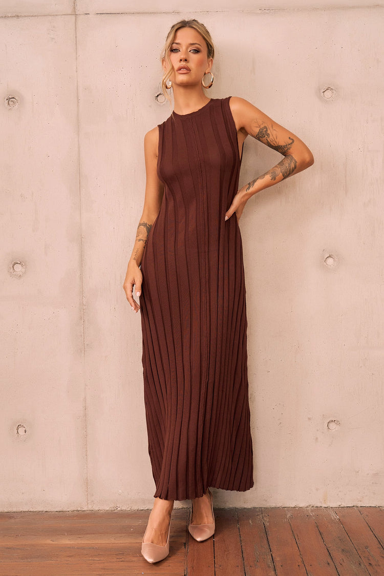 Francis Knit Maxi Dress - Chocolate for women