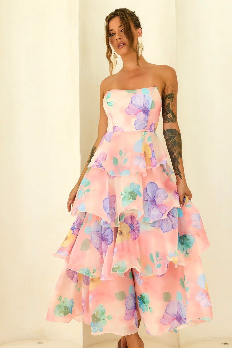 Free Daydream Chiffon Maxi Dress - Peach Multi for women