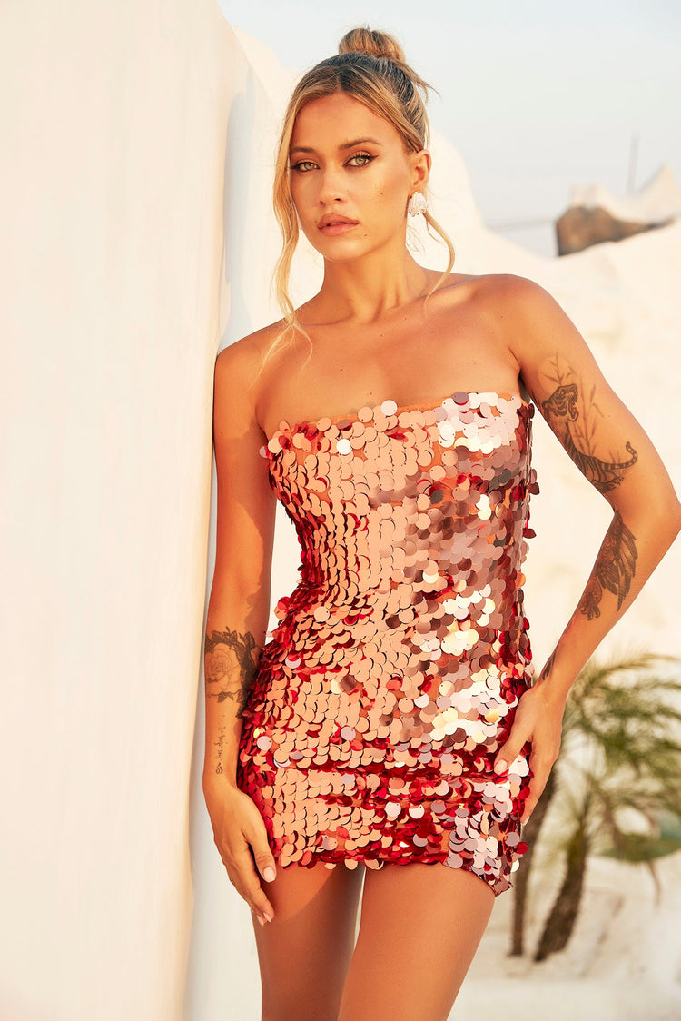 Get Enough Mini Dress - Rose Gold for women