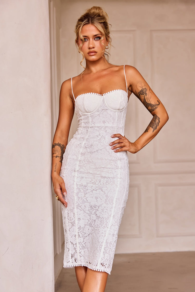 Go Lucky Midi Dress - White for women
