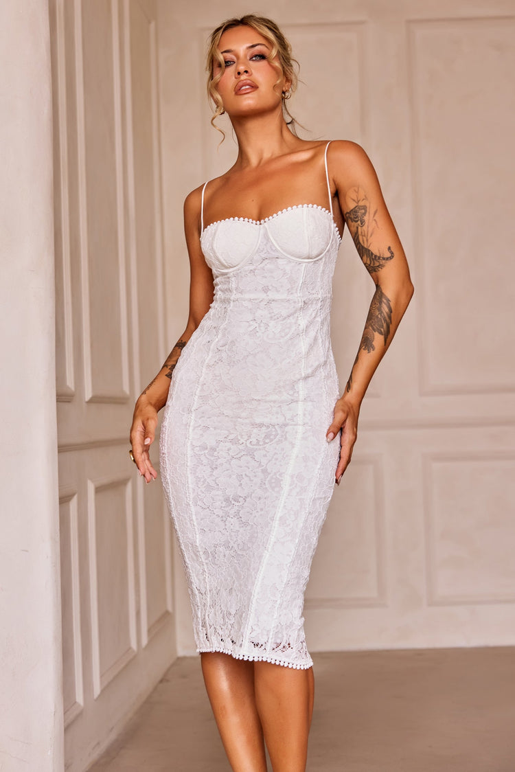 Go Lucky Midi Dress - White for women