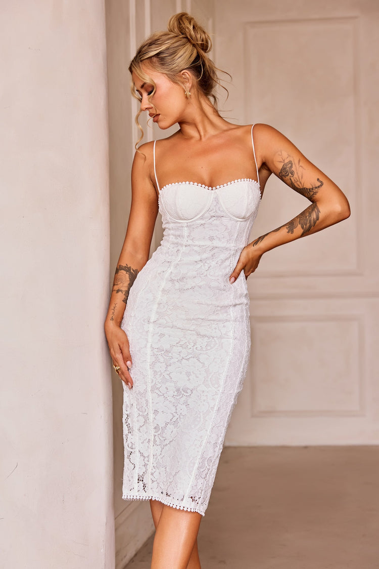 Go Lucky Midi Dress - White for women
