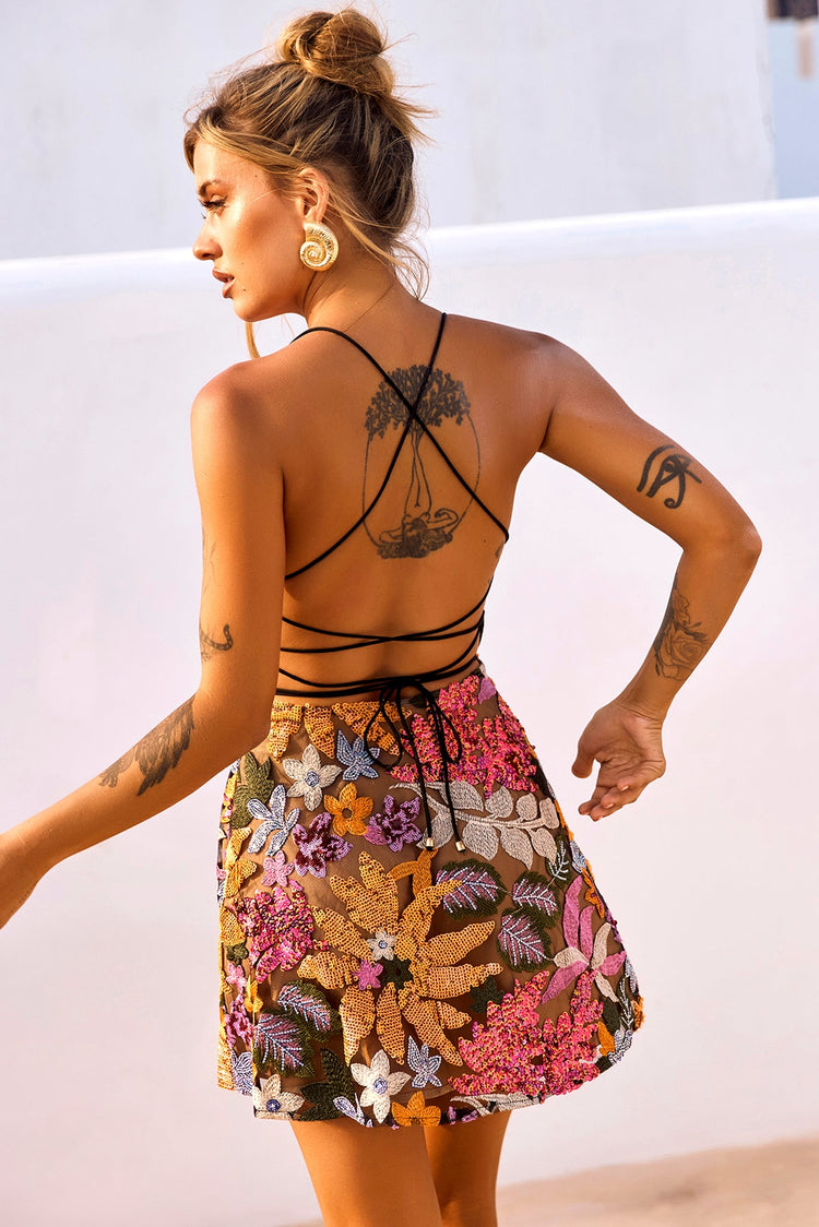 Golden Market Mini Dress - Multi for women