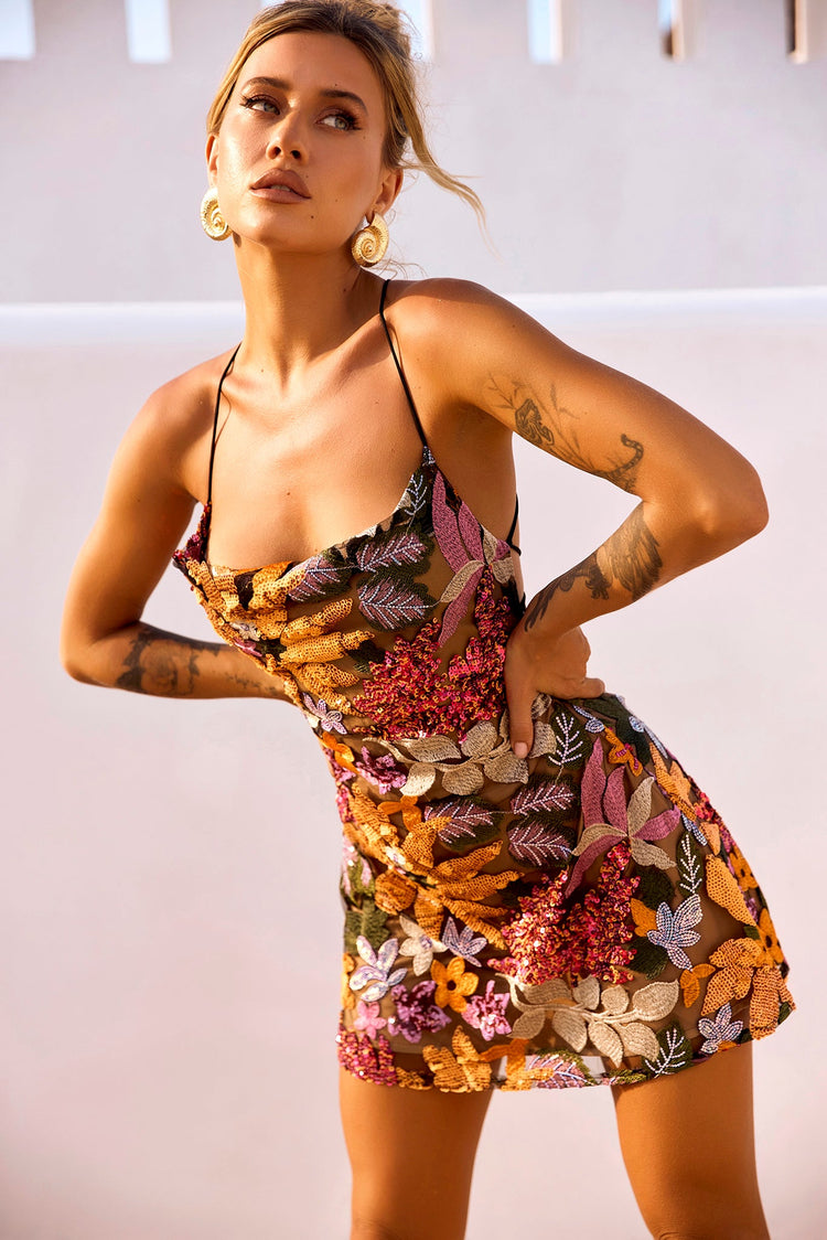 Golden Market Mini Dress - Multi for women