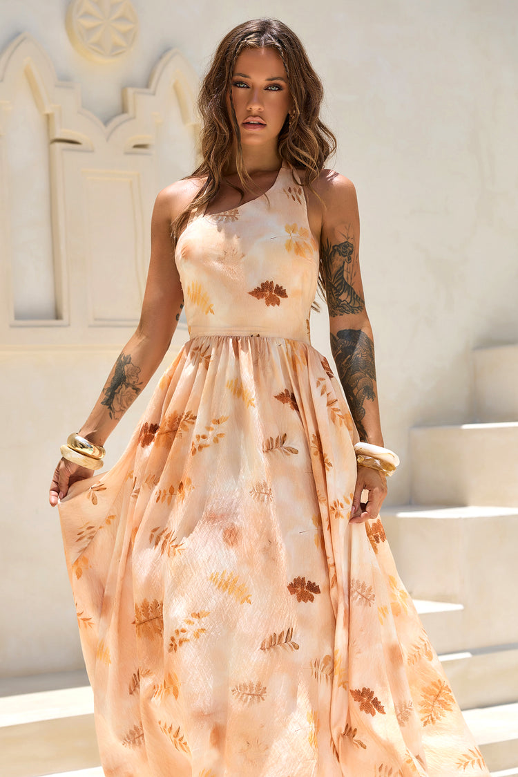 Golden Meadow Woven Midi Dress - Desert for women