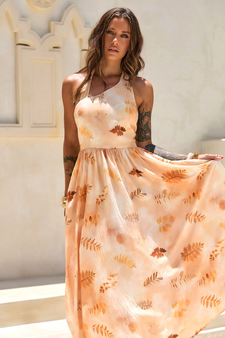 Golden Meadow Woven Midi Dress - Desert for women
