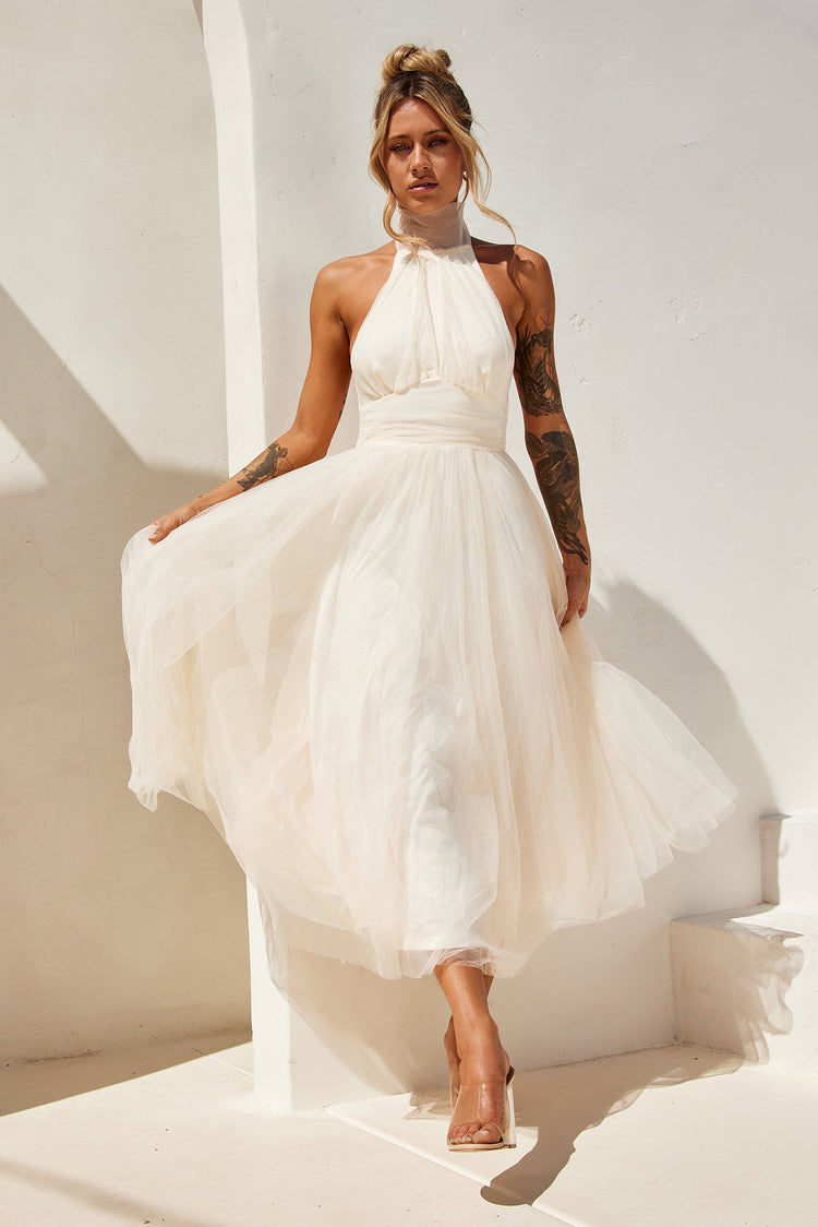 Her Statement Midi Dress - Beige for women