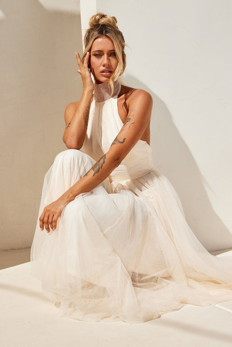 Her Statement Midi Dress - Beige for women