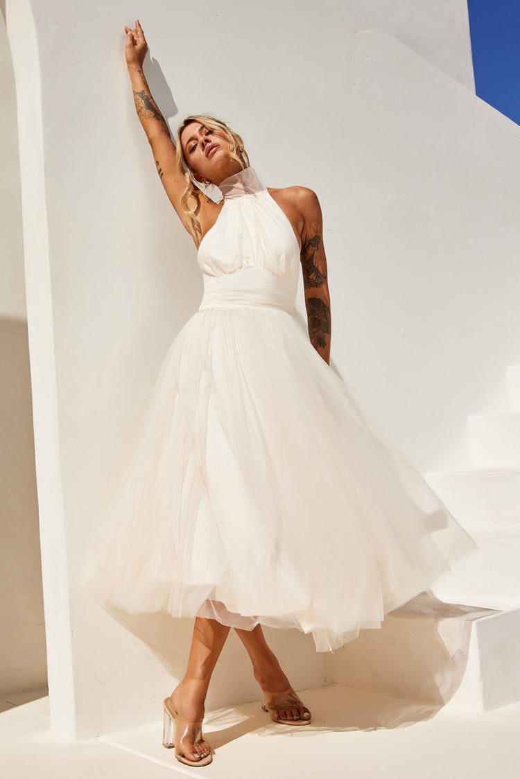 Her Statement Midi Dress - Beige for women