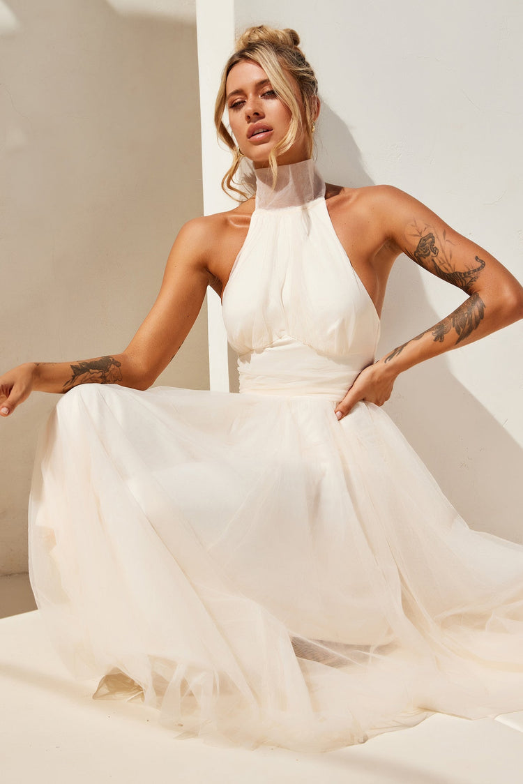 Her Statement Midi Dress - Beige for women