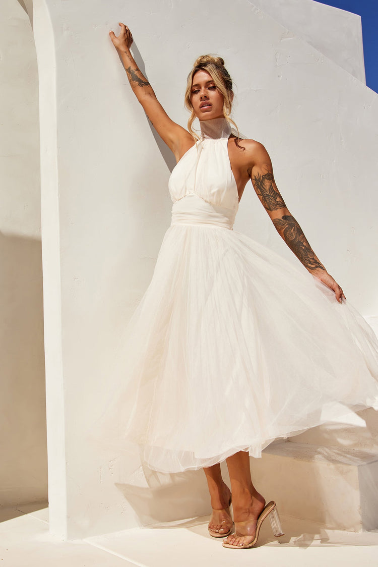 Her Statement Midi Dress - Beige for women