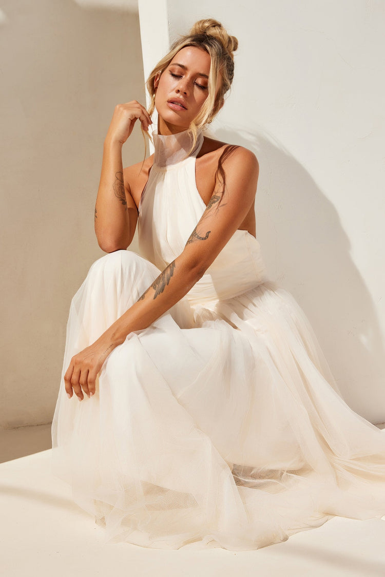 Her Statement Midi Dress - Beige for women