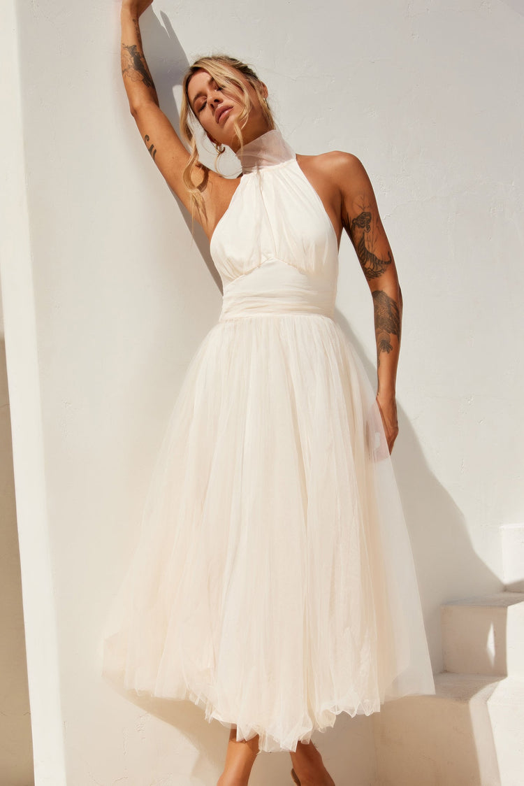 Her Statement Midi Dress - Beige for women