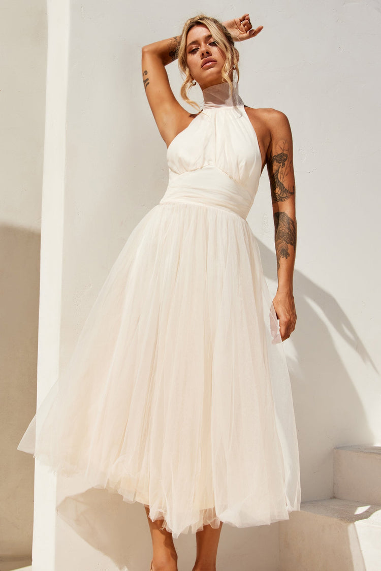 Her Statement Midi Dress - Beige for women