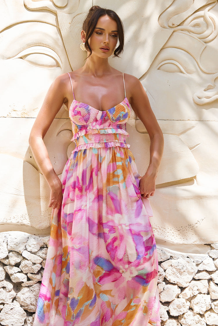 Holiday Hype Maxi Dress - Pink Multi for women