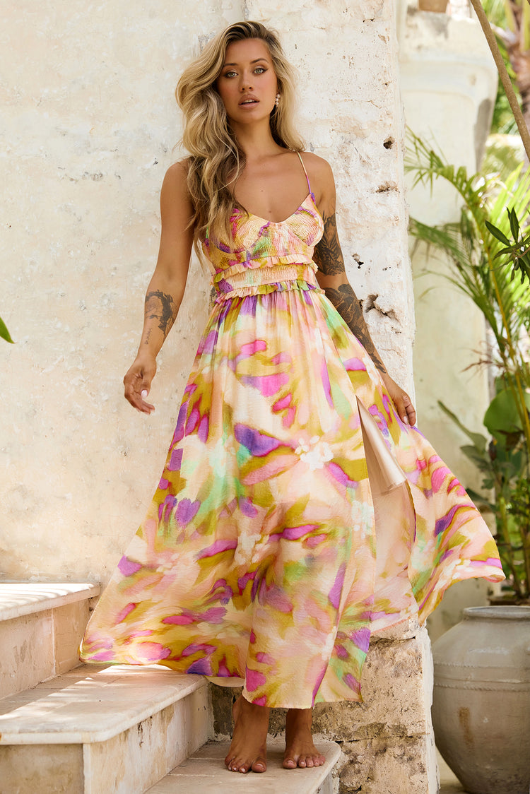 Holiday Hype Maxi Dress - Yellow Multi for women