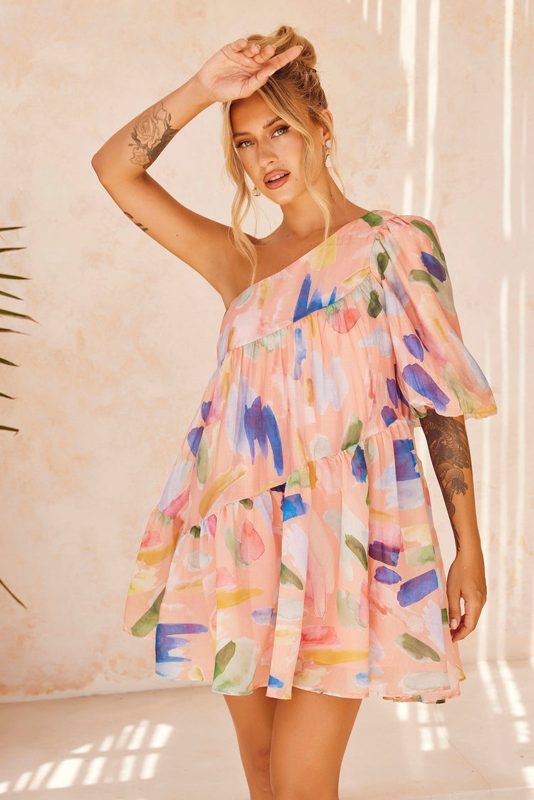 In Our Dreams Mini Dress - Nude Multi for women