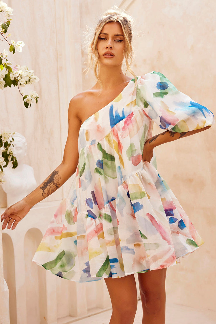 In Our Dreams Mini Dress - White Multi for women