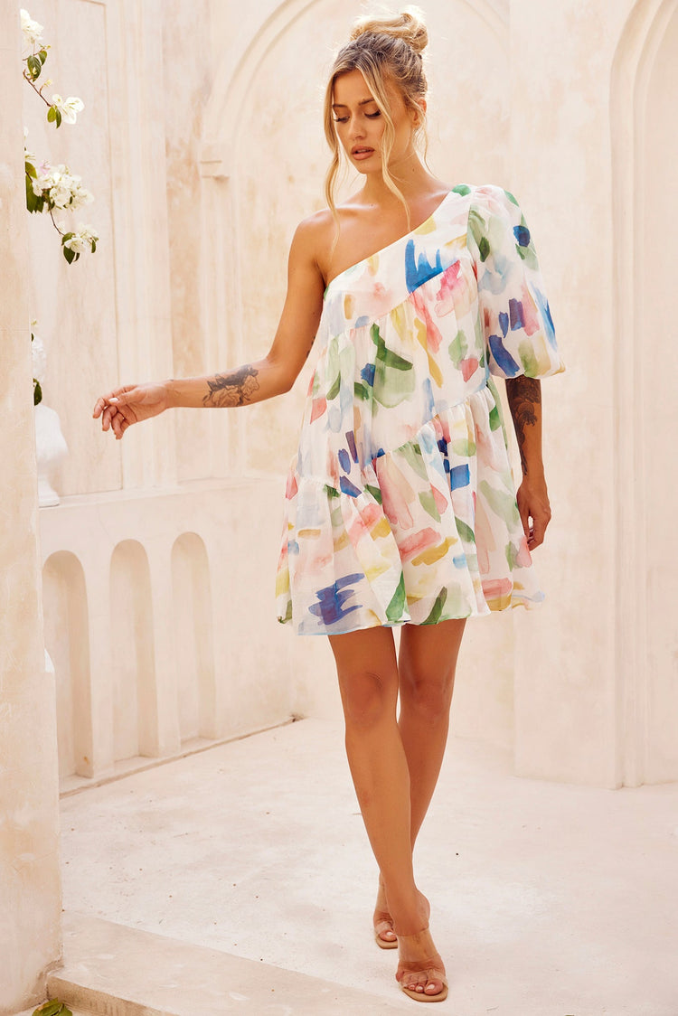 In Our Dreams Mini Dress - White Multi for women