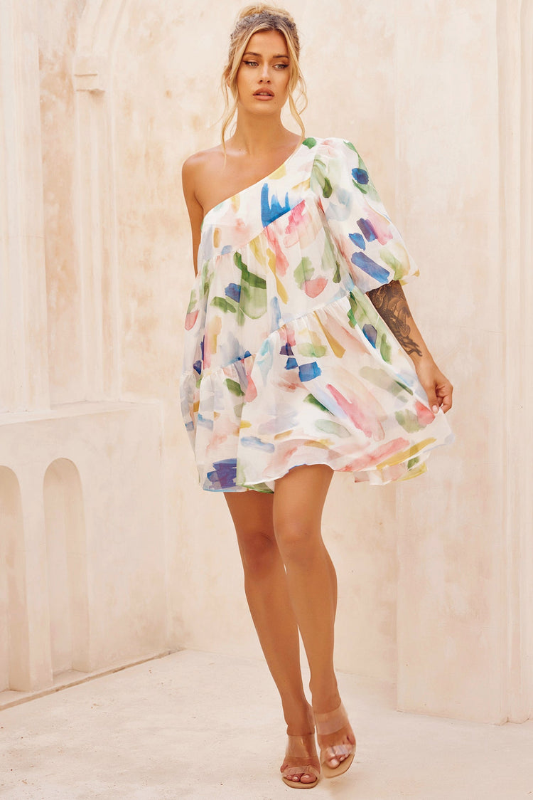 In Our Dreams Mini Dress - White Multi for women