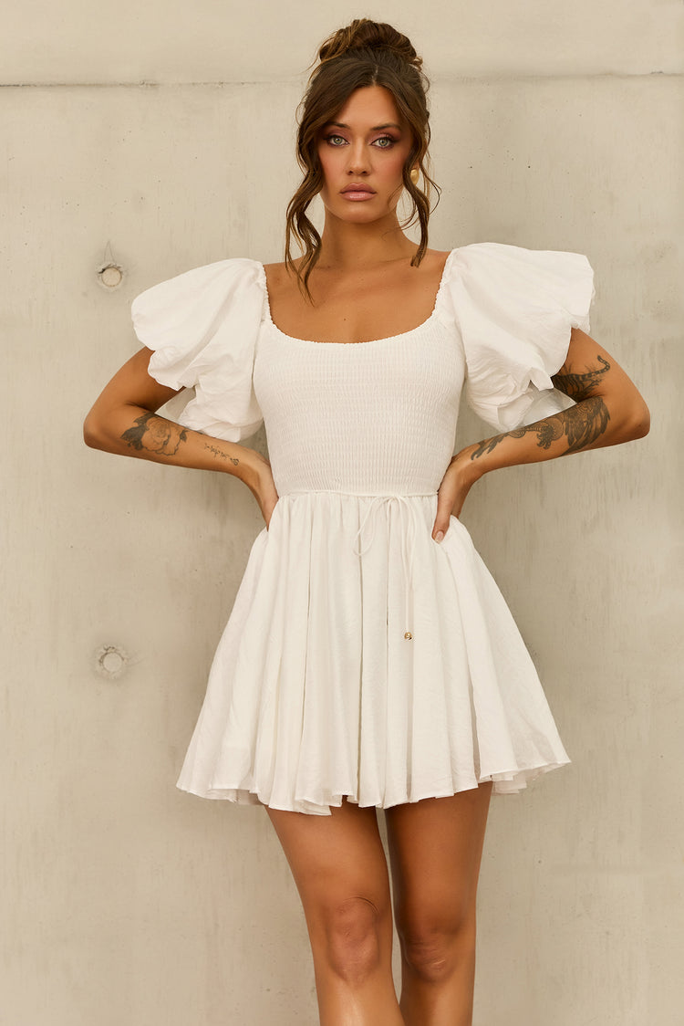 Italian Summer Mini Dress - White for women