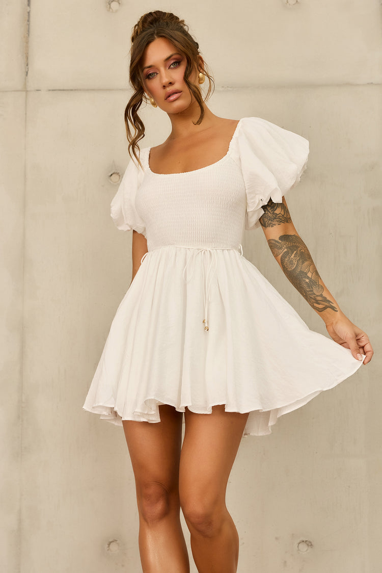 Italian Summer Mini Dress - White for women