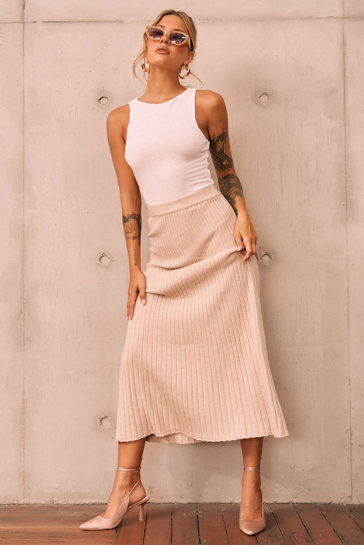 Join Us Knit Maxi Skirt - Sand for women