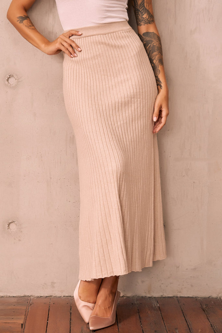 Join Us Knit Maxi Skirt - Sand for women