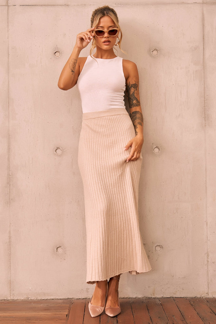 Join Us Knit Maxi Skirt - Sand for women