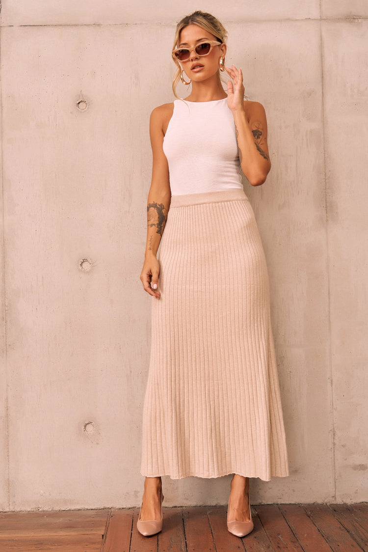 Join Us Knit Maxi Skirt - Sand for women