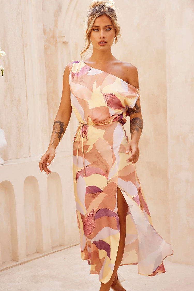 Late Matching Midi Dress - Rust Multi for women