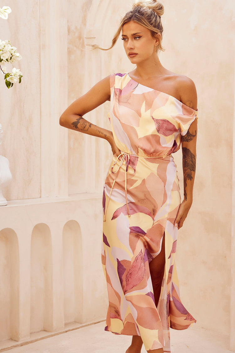 Late Matching Midi Dress - Rust Multi for women