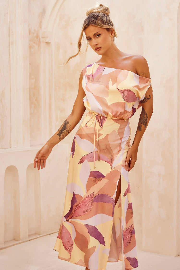 Late Matching Midi Dress - Rust Multi for women