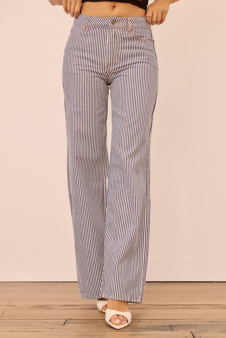 Lengthen Line Jeans - Navy Stripe for women