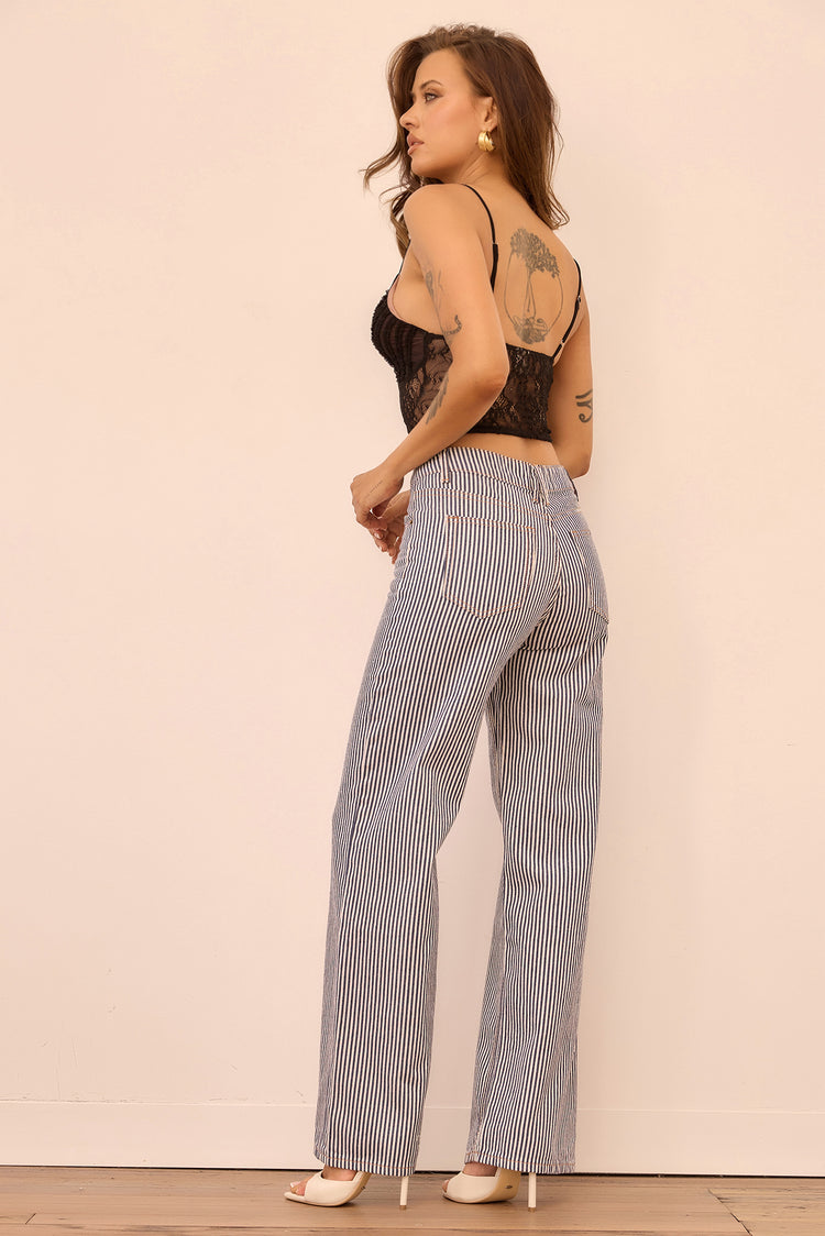Lengthen Line Jeans - Navy Stripe for women