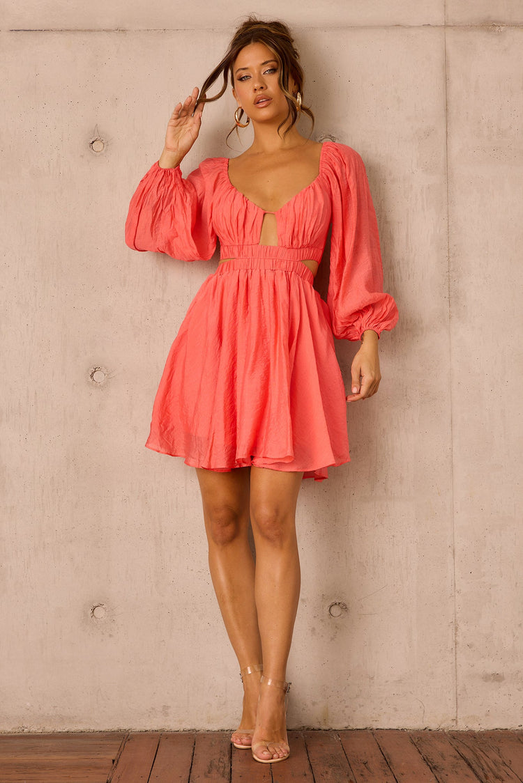 Like Honey Mini Dress - Coral for women