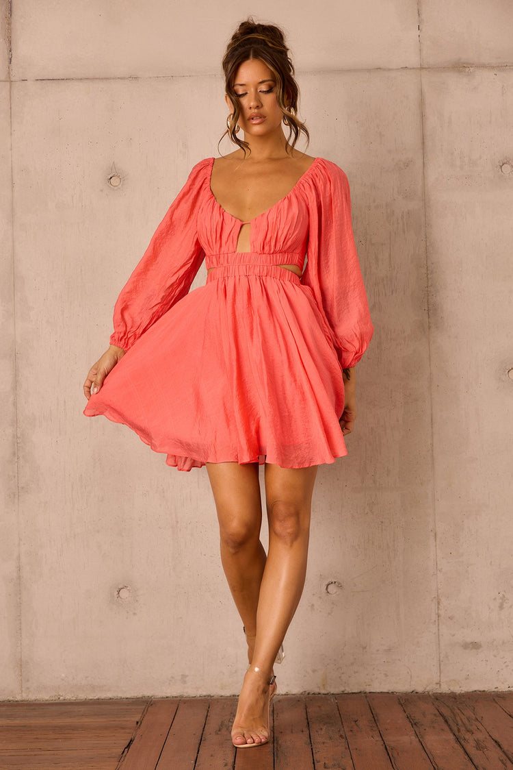 Like Honey Mini Dress - Coral for women