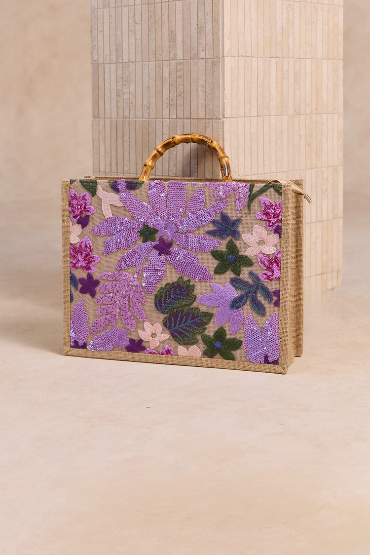 Lila Palms Tote Bag - Lilac for women